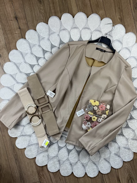 Capuccino bőrhatású blézer