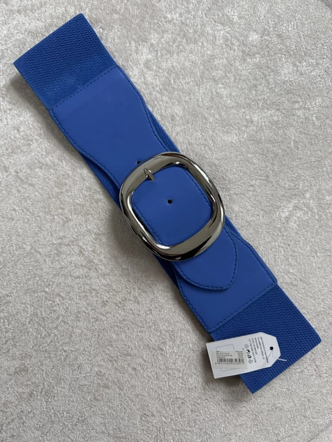 Tengerkék ezüst csatos öv 