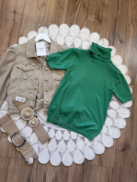 Zöld puha kötött póló