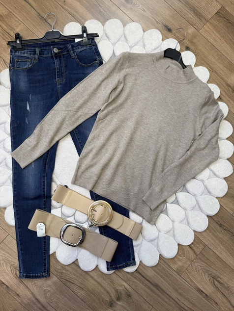 Cappuccino félgarbós pulóver