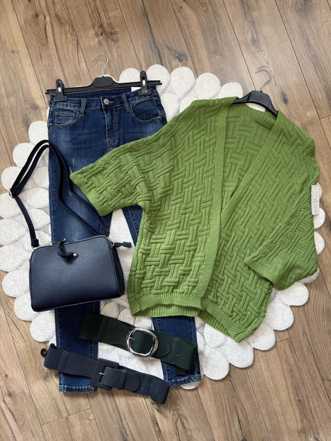 Zöld Madrid kötött kardigán