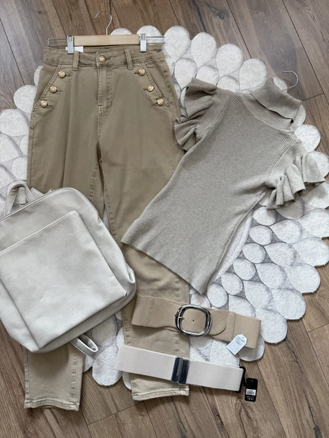 Szürke fodros kötött póló 