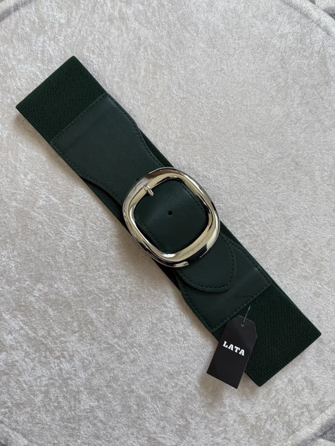 Olajzöld ezüst csatos öv