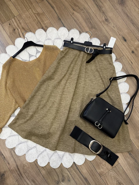 Barna puha kötött winter szoknya