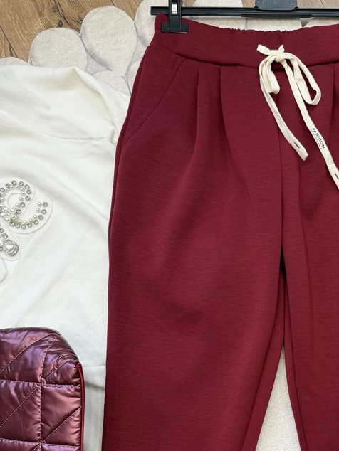 Burgundi megkötős nadrág