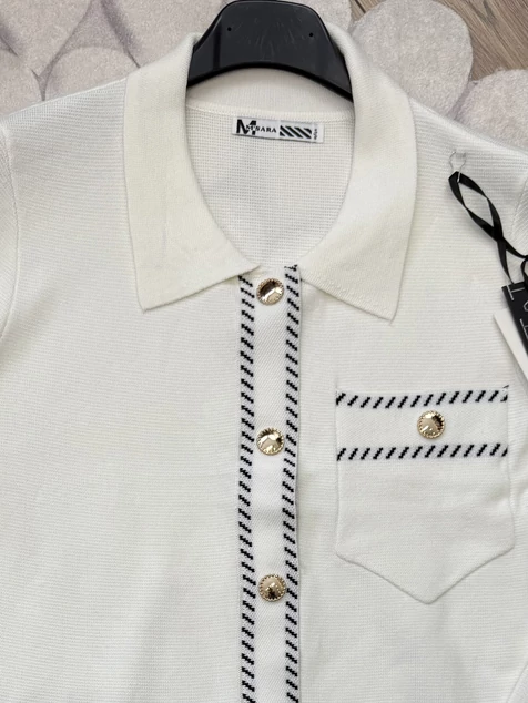 Fehér aranygombos Monaco kardigán