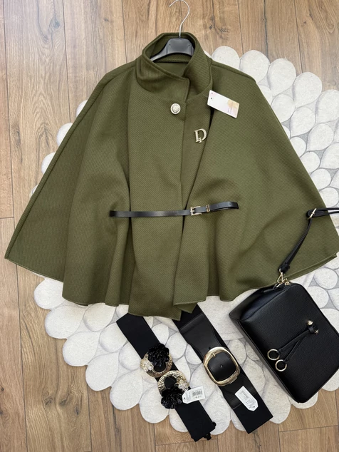 Khaki poncsó kabát