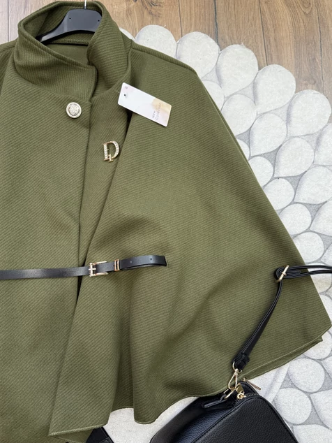 Khaki poncsó kabát