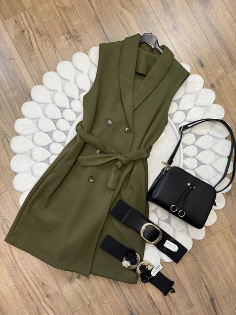 Khaki szövet mellény