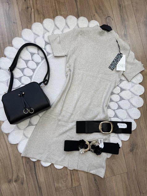 Krém kötött Audrey ruha