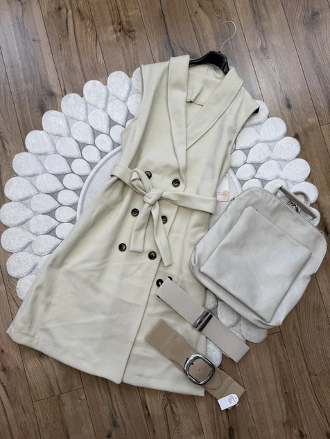 Bézs szövet mellény