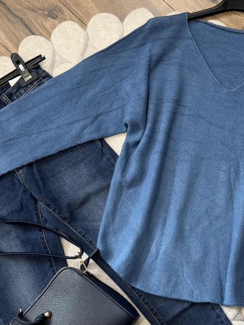 Tengerkék Milano kötött pulóver