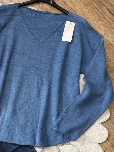 Tengerkék Milano kötött pulóver