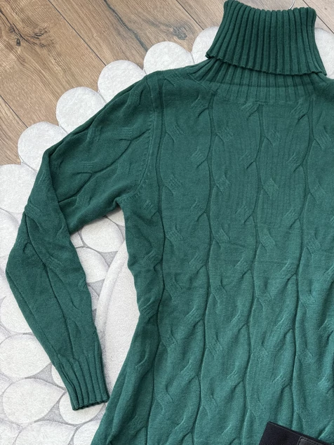 Mélyzöld nyomott mintás kötött ruha