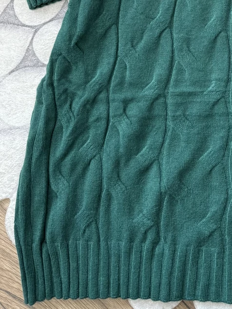 Mélyzöld nyomott mintás kötött ruha