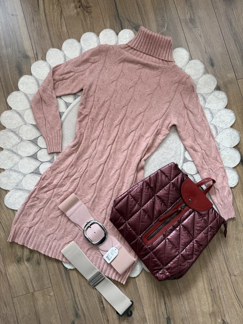 Púder nyomott mintás kötött ruha