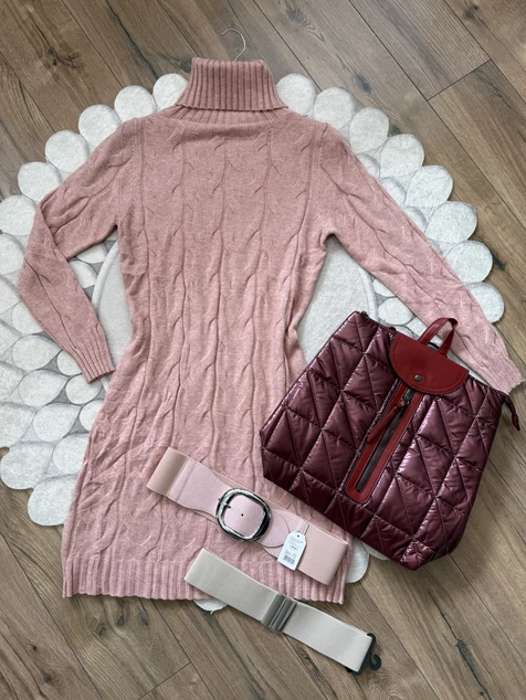 Púder nyomott mintás kötött ruha